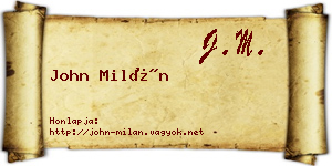 John Milán névjegykártya